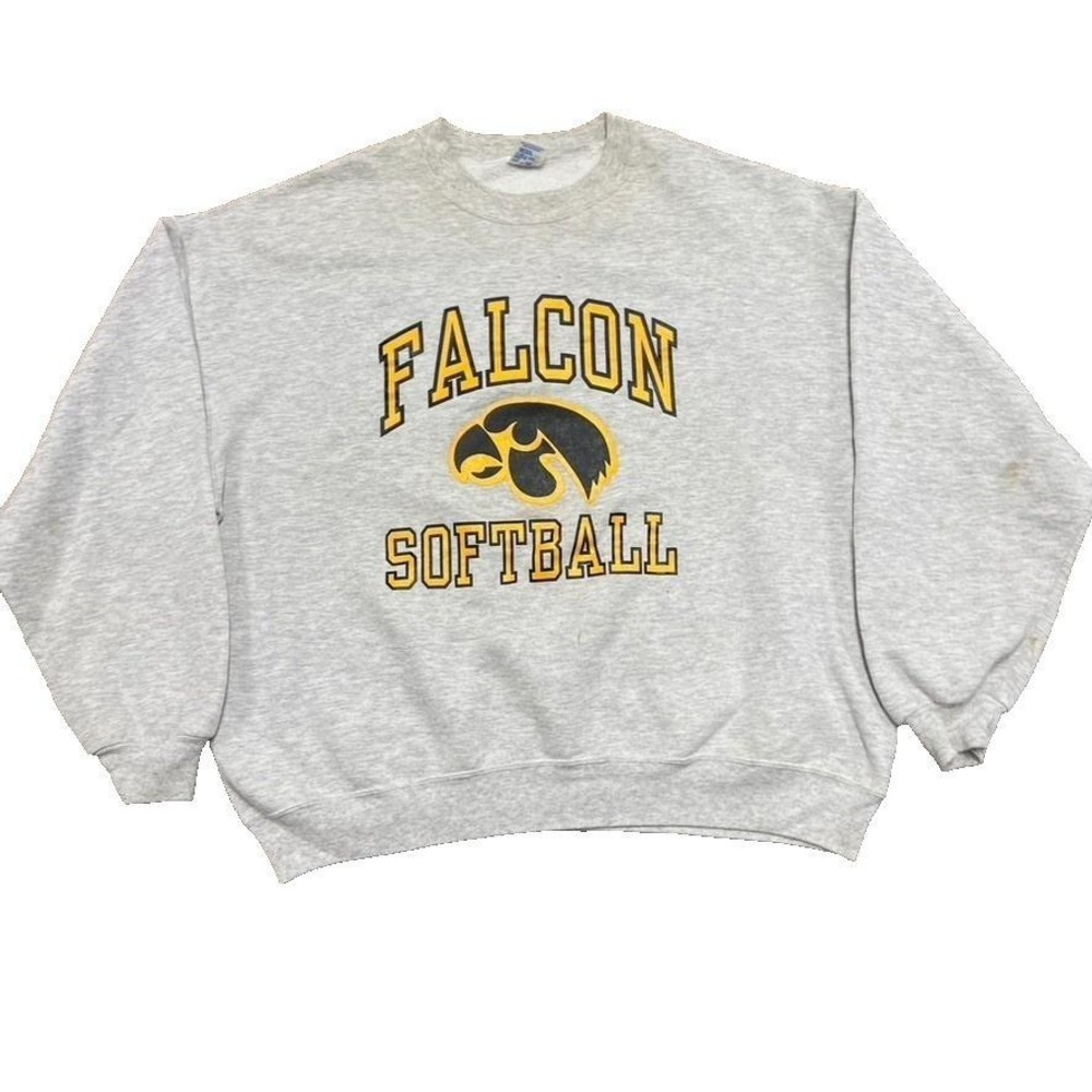 Vintage Iowa Hawkeyes Falcon Softball Sweatshirt Men XXL Gray 1990s Jerzees